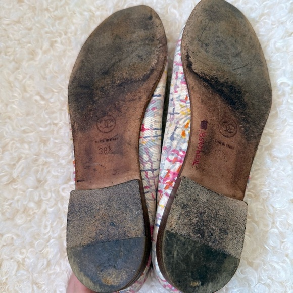 CHANEL Watercolor Plaid Canvas Logo Ballet Flats 38.5 - Picture 15 of 16